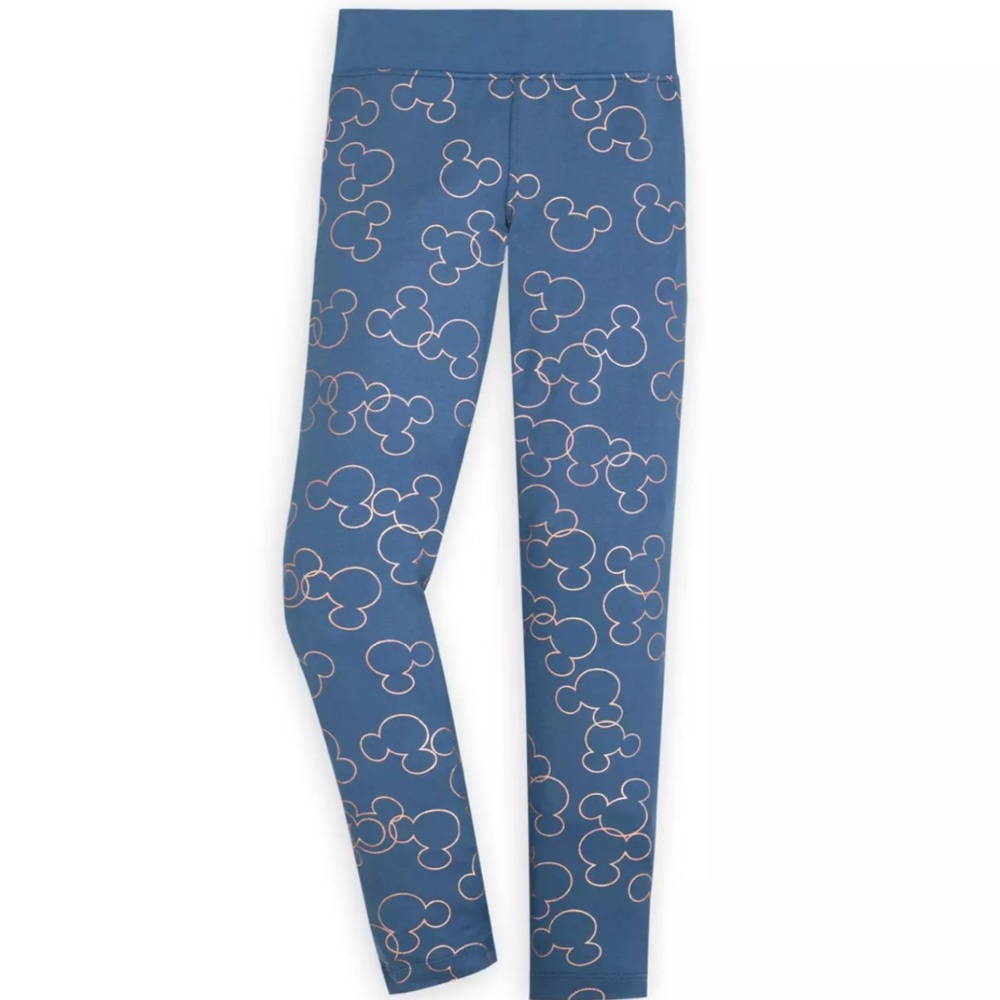 Disney parks kids blue with rose gold Mickey leggings size xl NWT